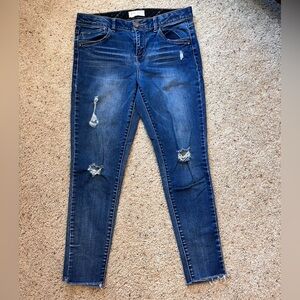 Jolt Women's Dark Blue Distressed Skinny Jeans